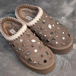 Steve Madden Tan Embellished Mules